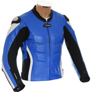 RTX AKIRA Blue Leather Motorcycle Biker Jacket